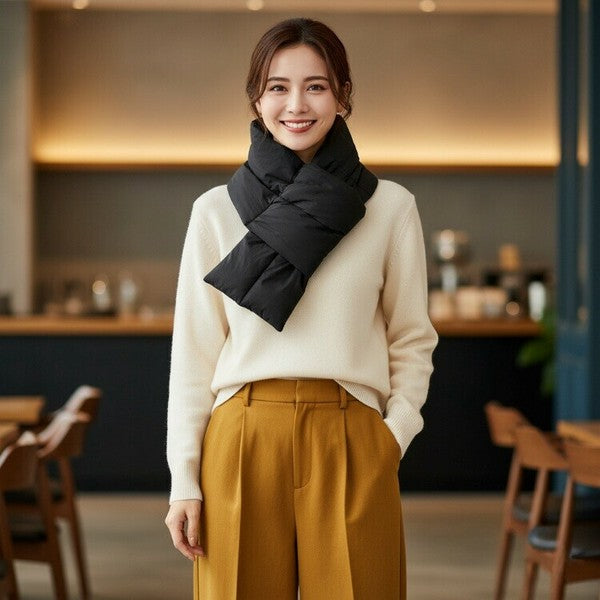 吸湿発熱＆蓄熱保温素材 中綿キルティングティペットマフラー｜軽量 暖かい コンパクト 防寒 レディース メンズ ユニセックス 13112