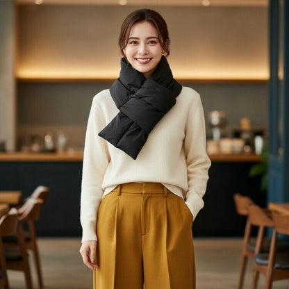 吸湿発熱＆蓄熱保温素材 中綿キルティングティペットマフラー｜軽量 暖かい コンパクト 防寒 レディース メンズ ユニセックス 13112