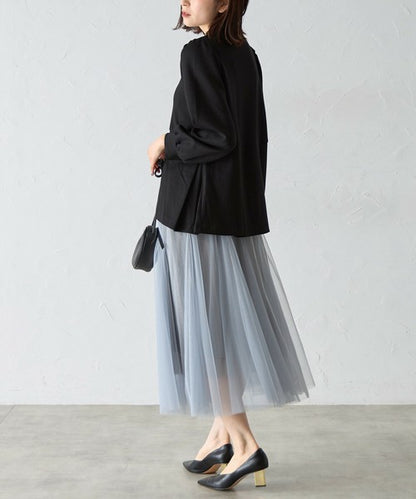 【Mサイズ】パフスリーブ切替ペプラムカットソー｜フレアシルエット｜chou chou 14042565