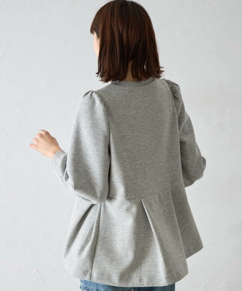 【Mサイズ】パフスリーブ切替ペプラムカットソー｜フレアシルエット｜chou chou 14042565