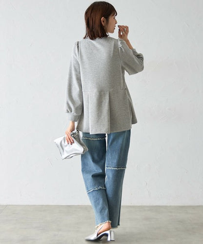 【Mサイズ】パフスリーブ切替ペプラムカットソー｜フレアシルエット｜chou chou 14042565