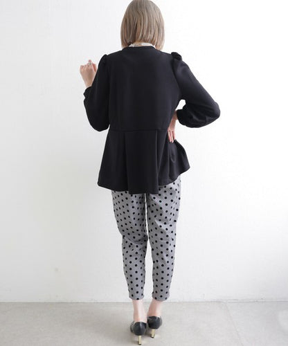 【Mサイズ】パフスリーブ切替ペプラムカットソー｜フレアシルエット｜chou chou 14042565