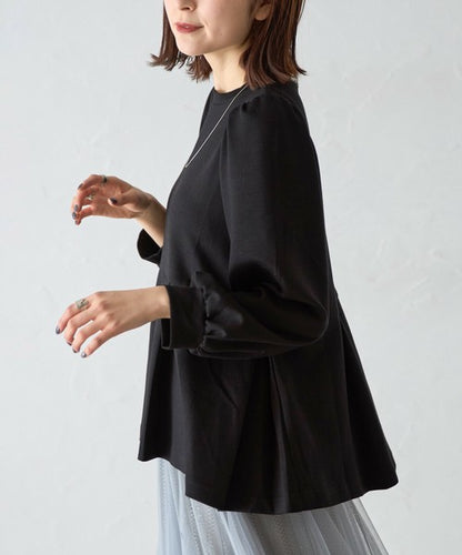 【Mサイズ】パフスリーブ切替ペプラムカットソー｜フレアシルエット｜chou chou 14042565