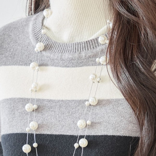 フェイクパール繊細チェーンネックレス｜TRUBE