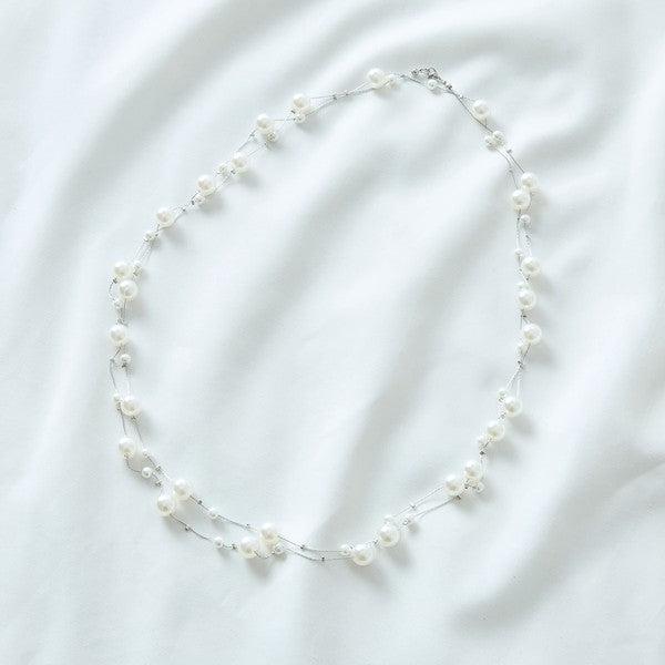 フェイクパール繊細チェーンネックレス｜TRUBE