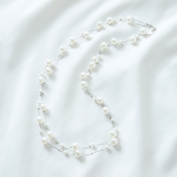 フェイクパール繊細チェーンネックレス｜TRUBE