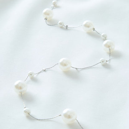 フェイクパール繊細チェーンネックレス｜TRUBE