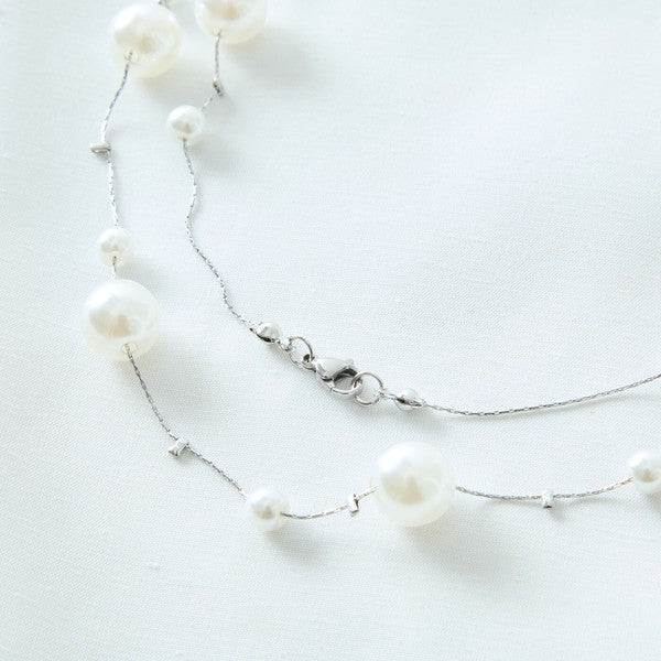 フェイクパール繊細チェーンネックレス｜TRUBE