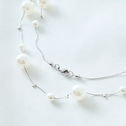 フェイクパール繊細チェーンネックレス｜TRUBE