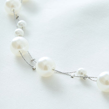 フェイクパール繊細チェーンネックレス｜TRUBE