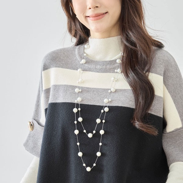 フェイクパール繊細チェーンネックレス｜TRUBE