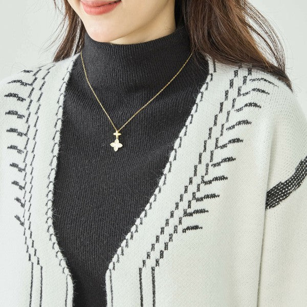 【M〜L】だまし絵ステッチデザインロングカーディガン｜体型カバー・大人可愛い・ロング丈・TRUBE・N25-244