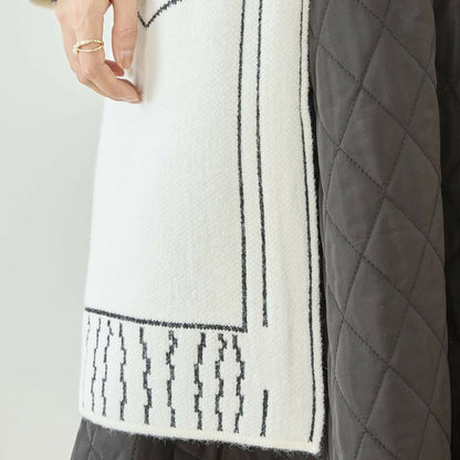 【M〜L】だまし絵ステッチデザインロングカーディガン｜体型カバー・大人可愛い・ロング丈・TRUBE・N25-244