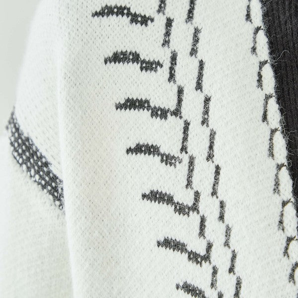 【M〜L】だまし絵ステッチデザインロングカーディガン｜体型カバー・大人可愛い・ロング丈・TRUBE・N25-244