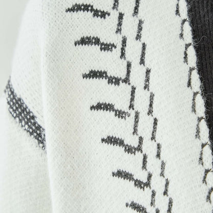 【M〜L】だまし絵ステッチデザインロングカーディガン｜体型カバー・大人可愛い・ロング丈・TRUBE・N25-244