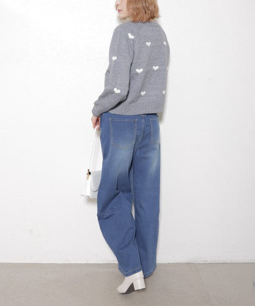 【フリー】ハート柄ダブルジップニットカーディガン｜大人可愛い・着映え・chouchou・14079646