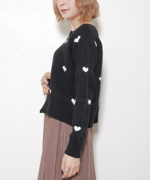 【フリー】ハート柄ダブルジップニットカーディガン｜大人可愛い・着映え・chouchou・14079646