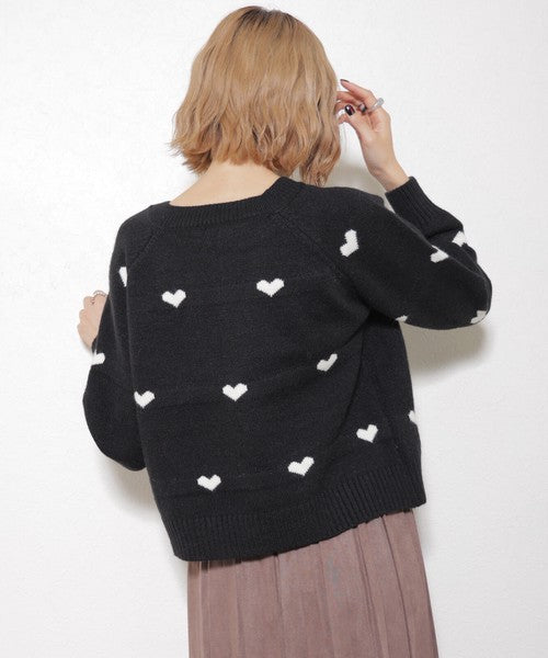 【フリー】ハート柄ダブルジップニットカーディガン｜大人可愛い・着映え・chouchou・14079646