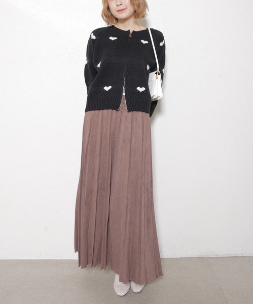 【フリー】ハート柄ダブルジップニットカーディガン｜大人可愛い・着映え・chouchou・14079646