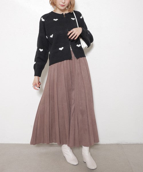 【フリー】ハート柄ダブルジップニットカーディガン｜大人可愛い・着映え・chouchou・14079646