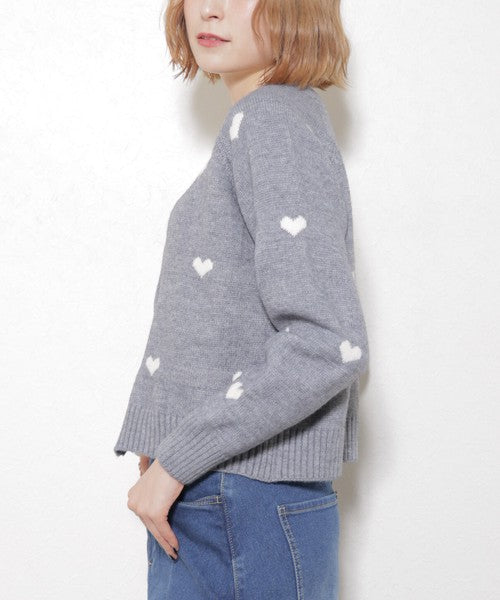 【フリー】ハート柄ダブルジップニットカーディガン｜大人可愛い・着映え・chouchou・14079646