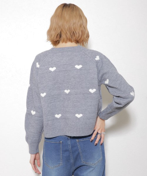 【フリー】ハート柄ダブルジップニットカーディガン｜大人可愛い・着映え・chouchou・14079646