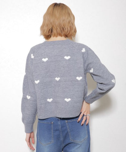 【フリー】ハート柄ダブルジップニットカーディガン｜大人可愛い・着映え・chouchou・14079646