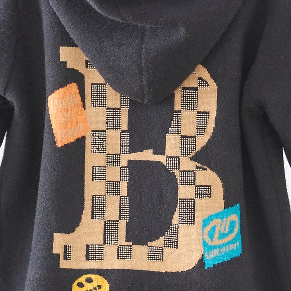 【M〜L】異素材パッチワークフーディカーディガン｜軽量あったか・大人カジュアル・TRUBE・N25-161A