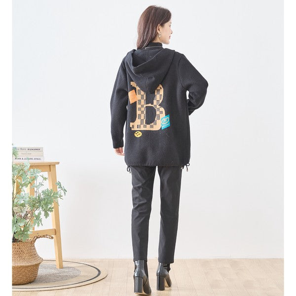 【M〜L】異素材パッチワークフーディカーディガン｜軽量あったか・大人カジュアル・TRUBE・N25-161A