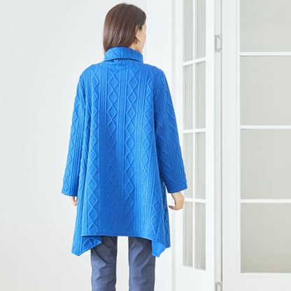 【L〜LL】立体ジャガードタートルネックAラインチュニック｜ゆったり体型カバー・大人上品・TRUBE・N83-238