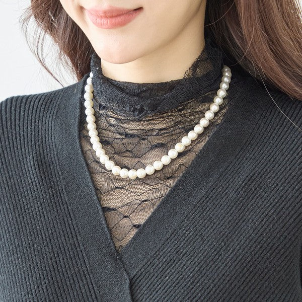 【M〜L】レースインナー付きアシメ重ねデザインニットトップス｜フェミニン×上品レイヤード・amie studio・N12-949