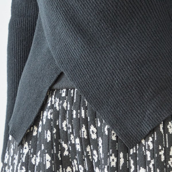 【M〜L】レースインナー付きアシメ重ねデザインニットトップス｜フェミニン×上品レイヤード・amie studio・N12-949