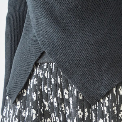 【M〜L】レースインナー付きアシメ重ねデザインニットトップス｜フェミニン×上品レイヤード・amie studio・N12-949