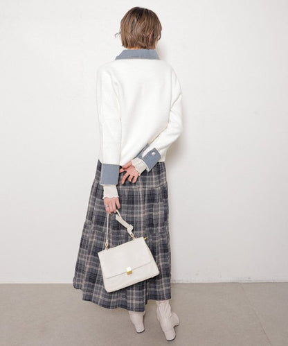 【M～L対応】アクリル混シャギー×デニム切替ジャケット｜羽織り・大人可愛い・軽アウター chouchou｜14100888