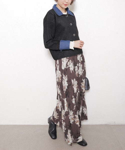 【M～L対応】アクリル混シャギー×デニム切替ジャケット｜羽織り・大人可愛い・軽アウター chouchou｜14100888