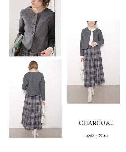 【フリー】Vネックノーカラージャケット 着用イメージ