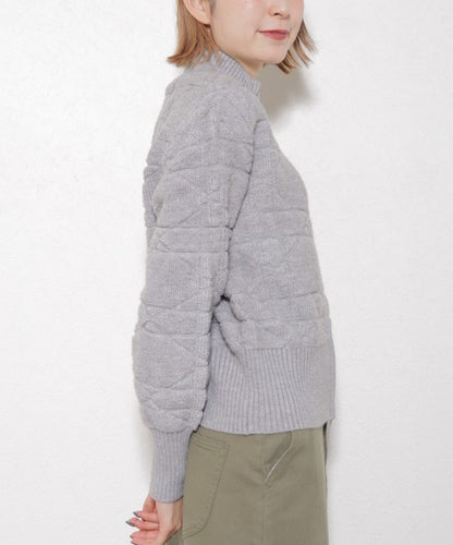 【M〜L】あったかジャガードニットブルゾン｜ダブルジップ・立ち襟｜軽くて暖かい秋冬アウター｜ジャガード柄｜長袖トップス｜14105044