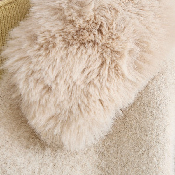 【M〜L】ふわふわポケット付きファーフードブルゾン｜暖かリッチ・大人かわいい・TRUBE・N25-091B