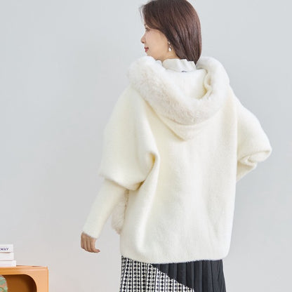 【M〜L】ふわふわポケット付きファーフードブルゾン｜暖かリッチ・大人かわいい・TRUBE・N25-091B