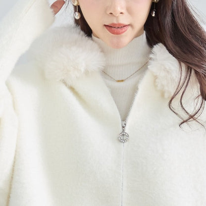 【M〜L】ふわふわポケット付きファーフードブルゾン｜暖かリッチ・大人かわいい・TRUBE・N25-091B