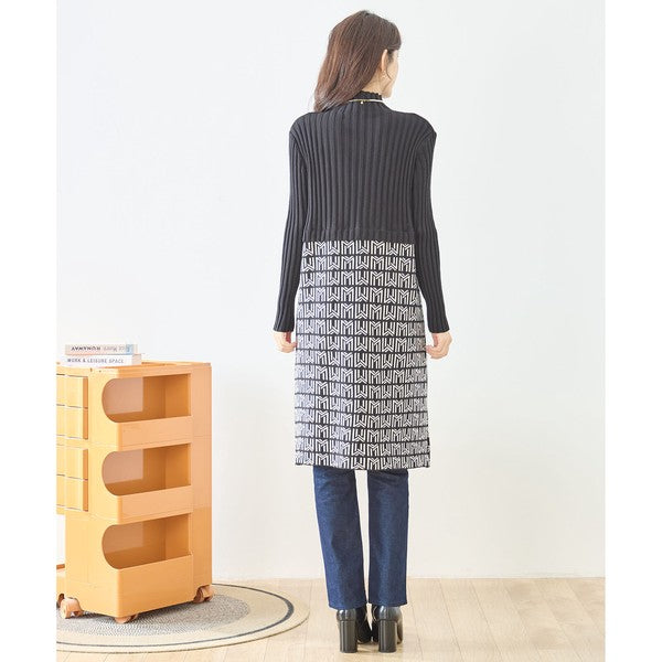 【M〜L】立体ジャガード切替ハイネックニットワンピース｜大人上品・体型カバー・TRUBE・N85-077