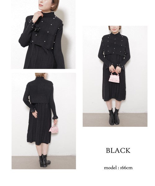 【フリー】パールベスト付きアンサンブルワンピース｜大人可愛い・上品・着映え・chouchou・14117925