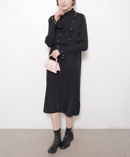 【フリー】パールベスト付きアンサンブルワンピース｜大人可愛い・上品・着映え・chouchou・14117925