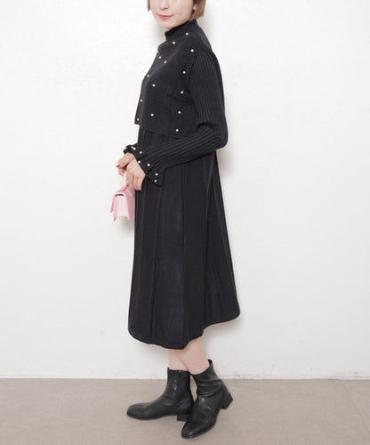 【フリー】パールベスト付きアンサンブルワンピース｜大人可愛い・上品・着映え・chouchou・14117925