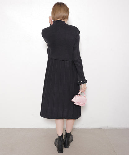 【フリー】パールベスト付きアンサンブルワンピース｜大人可愛い・上品・着映え・chouchou・14117925