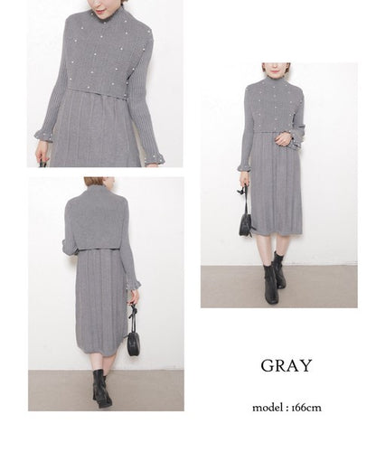 【フリー】パールベスト付きアンサンブルワンピース｜大人可愛い・上品・着映え・chouchou・14117925
