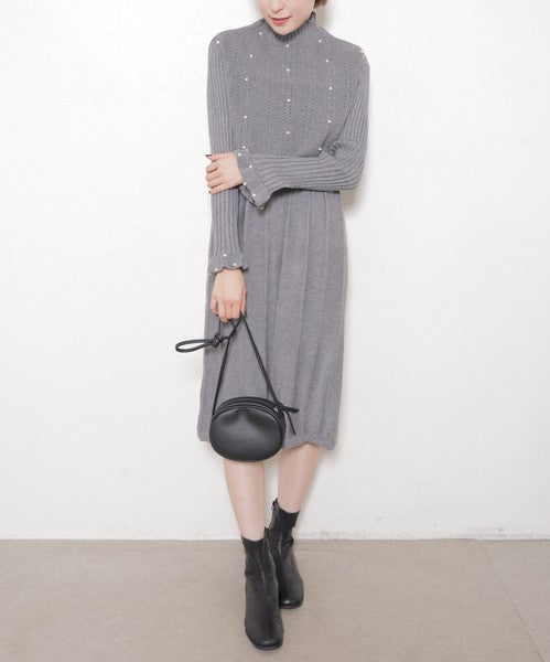 パールベスト付きアンサンブルワンピース着用イメージ 正面