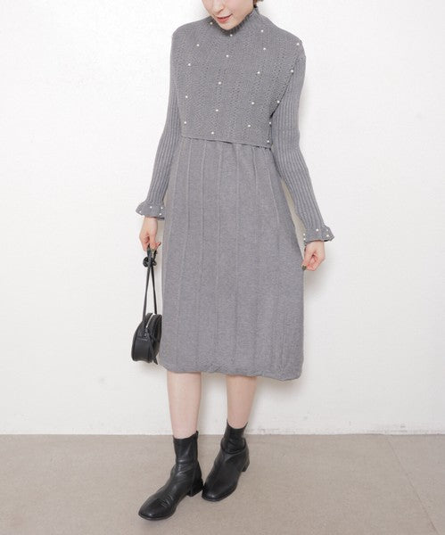 【フリー】パールベスト付きアンサンブルワンピース｜大人可愛い・上品・着映え・chouchou・14117925
