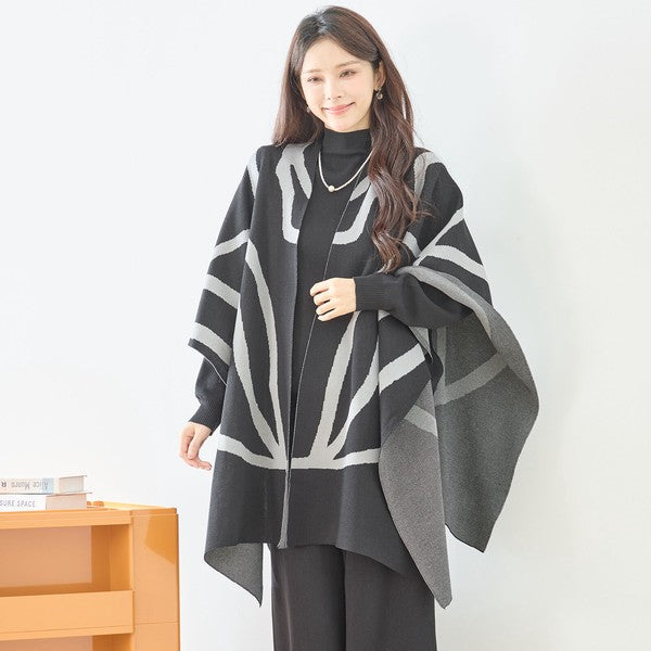 【M〜L】ニットショール×ハイネックニット×ワイドパンツの3点セット｜体型カバー・上品ニットアップ・TRUBE・N62-033