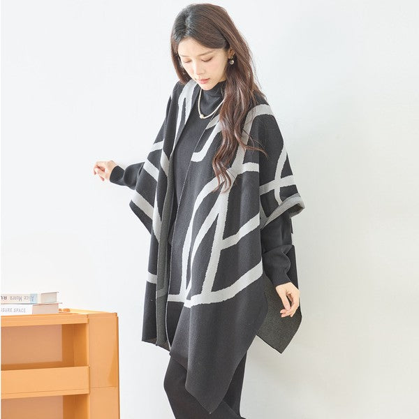 【M〜L】ニットショール×ハイネックニット×ワイドパンツの3点セット｜体型カバー・上品ニットアップ・TRUBE・N62-033